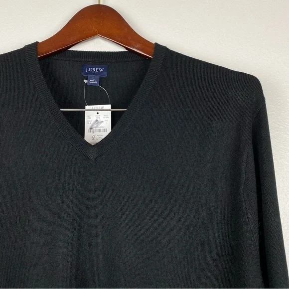 J. Crew Men's Merino Wool Blend V-Neck Pullover Sweater Black Size L NWT - Picture 3 of 7